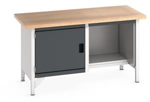 Bott Cubio Storage Workbench 1500mm wide x 750mm Deep x 840mm high supplied with a Multiplex (layered beech ply) worktop, 1 x integral storage cupboard (650mm wide x 650mm deep x 500mm high) and 1 x open section 1/2 depth base shelf.... 1500mm Wide Engineers Storage Benches with Cupboards & Drawers